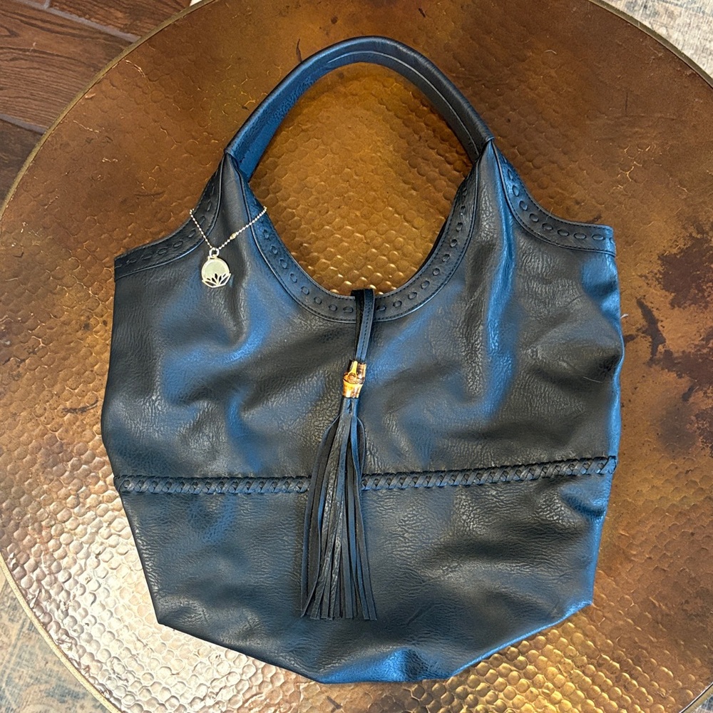 Big Buddha Black Vegan Leather Hobo Bag or Tote NWOT